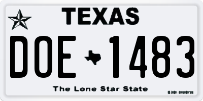 TX license plate DOE1483