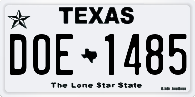 TX license plate DOE1485