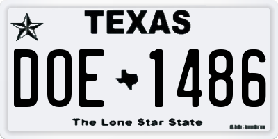 TX license plate DOE1486