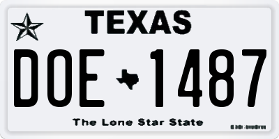 TX license plate DOE1487