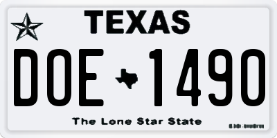 TX license plate DOE1490
