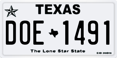 TX license plate DOE1491