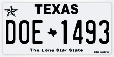 TX license plate DOE1493
