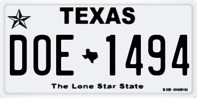 TX license plate DOE1494