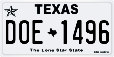 TX license plate DOE1496