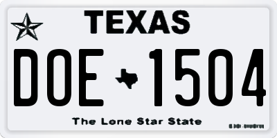 TX license plate DOE1504