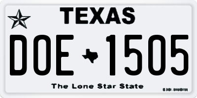 TX license plate DOE1505