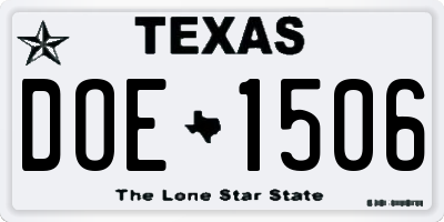 TX license plate DOE1506