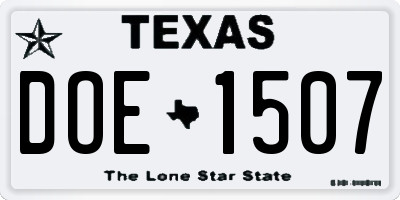 TX license plate DOE1507