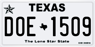 TX license plate DOE1509
