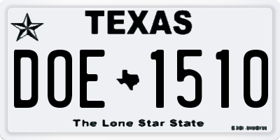 TX license plate DOE1510