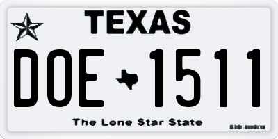 TX license plate DOE1511