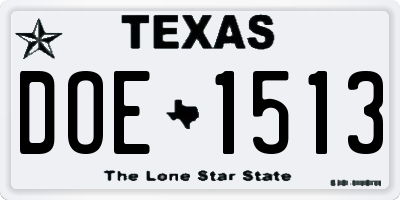 TX license plate DOE1513