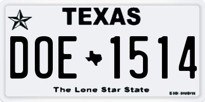 TX license plate DOE1514