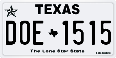 TX license plate DOE1515