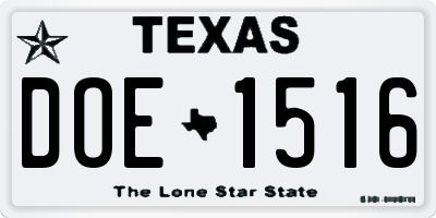 TX license plate DOE1516