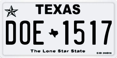 TX license plate DOE1517