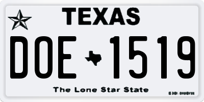 TX license plate DOE1519