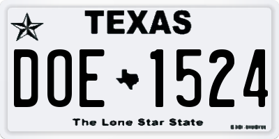 TX license plate DOE1524