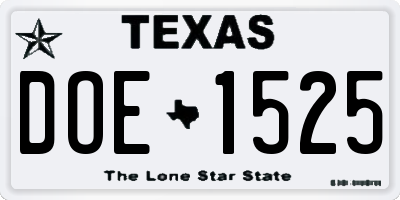TX license plate DOE1525