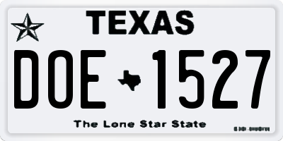 TX license plate DOE1527