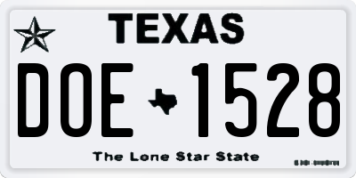 TX license plate DOE1528