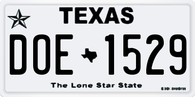 TX license plate DOE1529