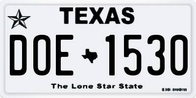 TX license plate DOE1530