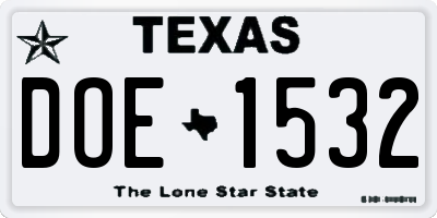 TX license plate DOE1532