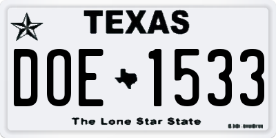 TX license plate DOE1533