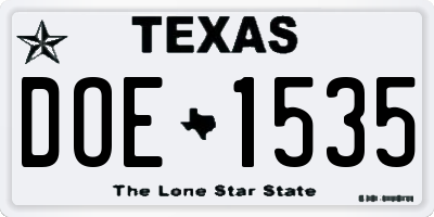 TX license plate DOE1535