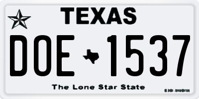 TX license plate DOE1537