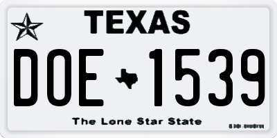 TX license plate DOE1539