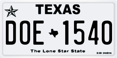 TX license plate DOE1540