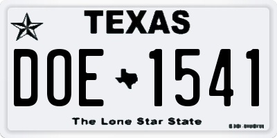 TX license plate DOE1541