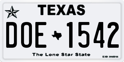 TX license plate DOE1542