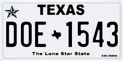 TX license plate DOE1543