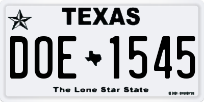 TX license plate DOE1545