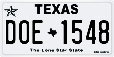 TX license plate DOE1548