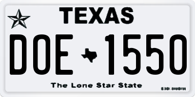 TX license plate DOE1550