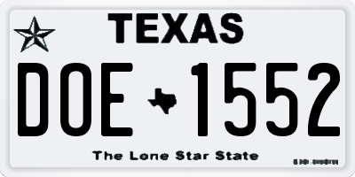 TX license plate DOE1552