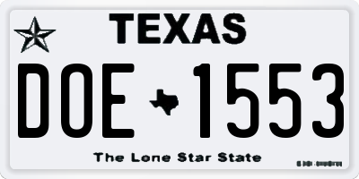 TX license plate DOE1553