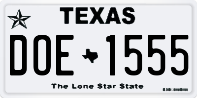 TX license plate DOE1555