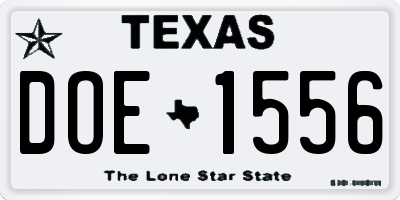 TX license plate DOE1556