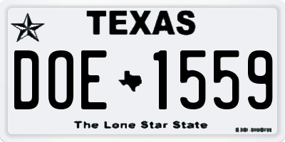 TX license plate DOE1559
