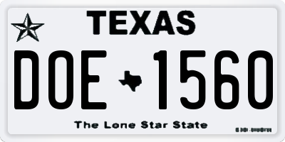 TX license plate DOE1560