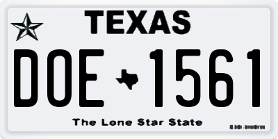 TX license plate DOE1561
