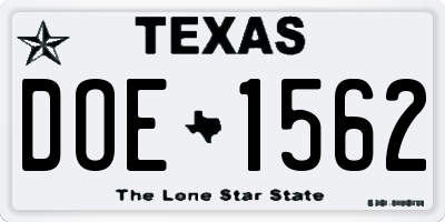 TX license plate DOE1562