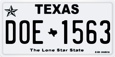 TX license plate DOE1563