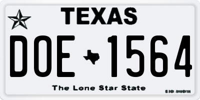 TX license plate DOE1564